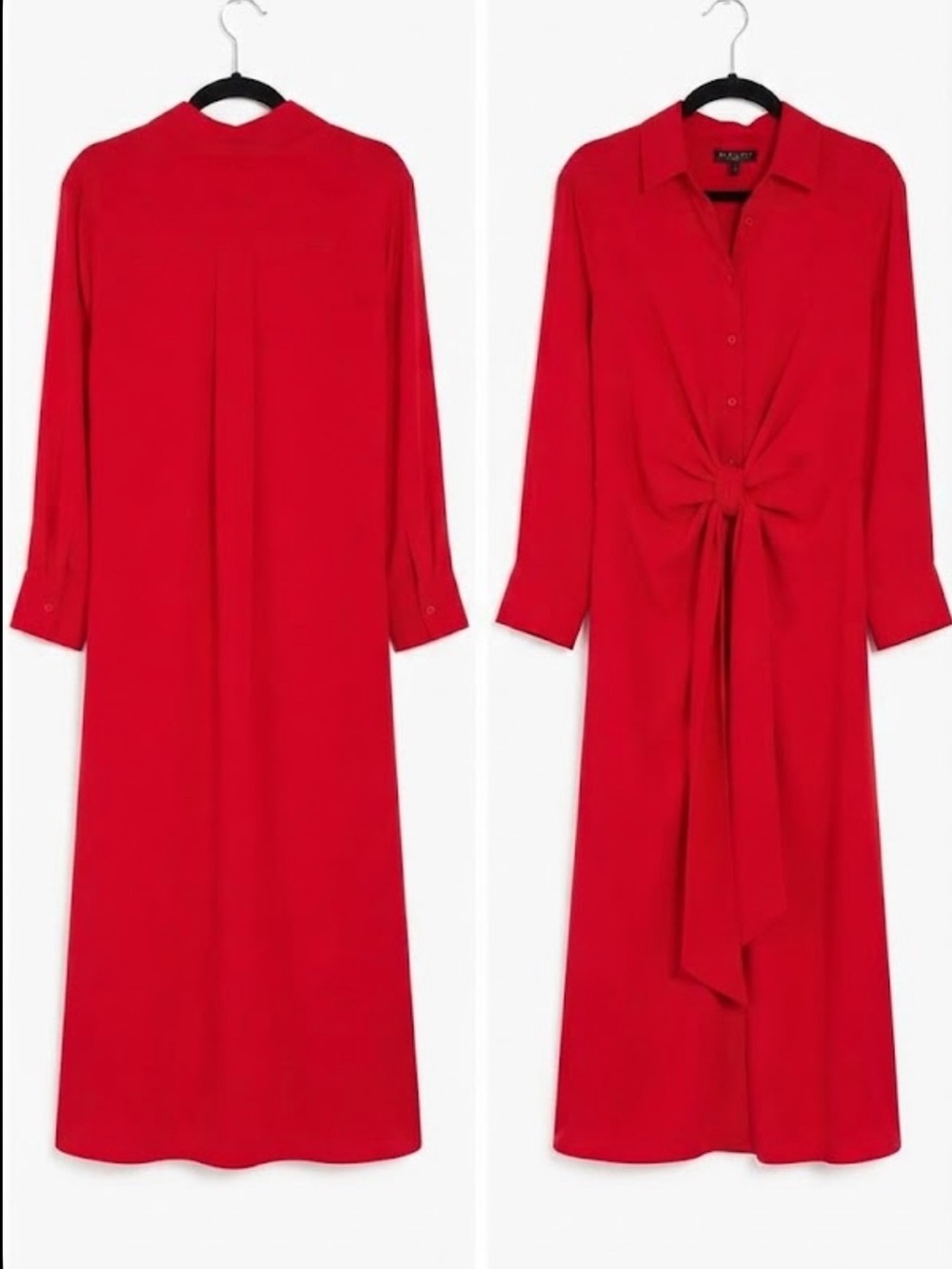 ELOQUII Red Tie-Front Shirt Dress